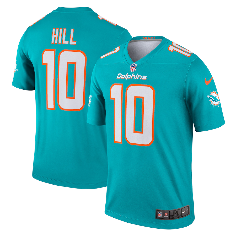Men Miami Dolphins 10 Tyreek Hill Nike Aqua Legend NFL Jersey